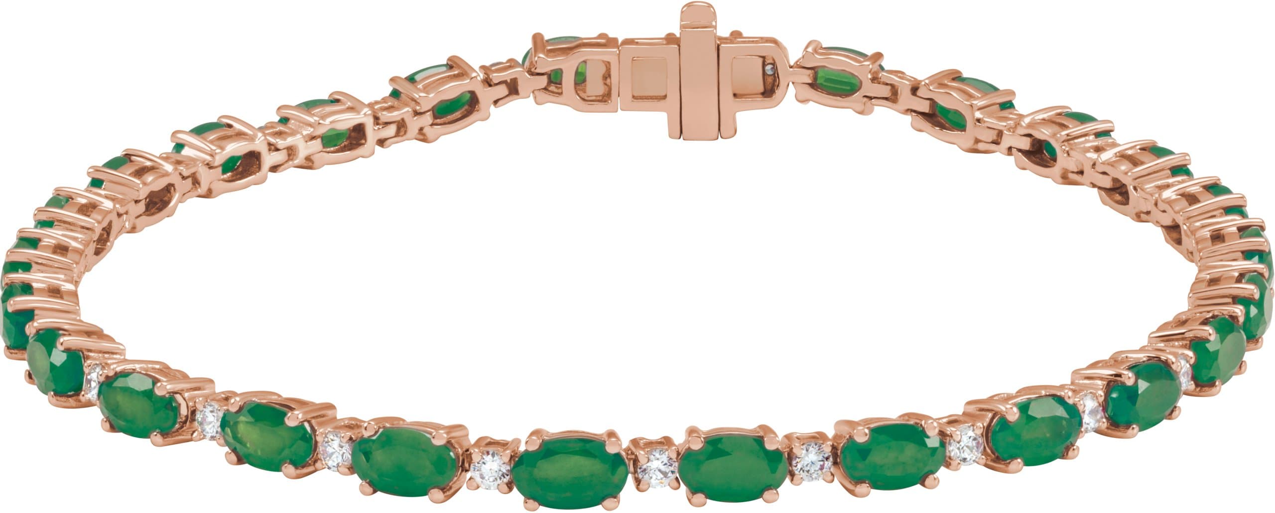 14K Rose Lab-Grown Blue Sapphire & 5/8 CTW Lab-Grown Diamond Line 7" Bracelet