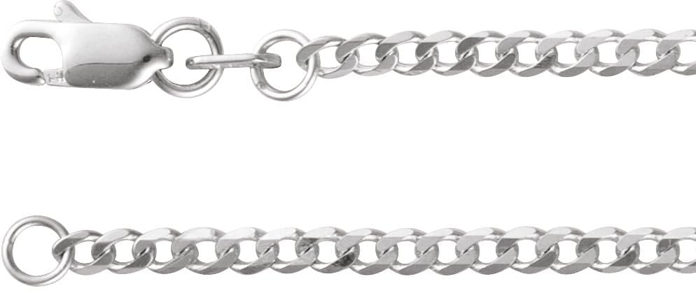 14K White 1.95 mm Curb 16 Chain