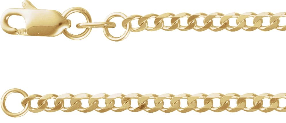 14K White 1.95 mm Curb 16 Chain