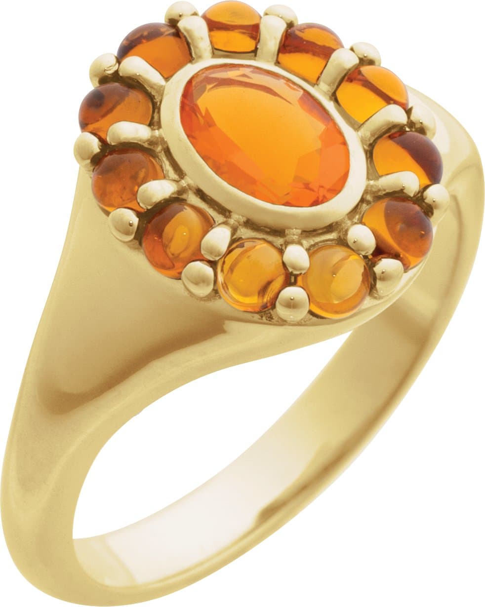 14K Rose Natural Amethyst & Natural Rhodolite Garnet Halo-Style Ring