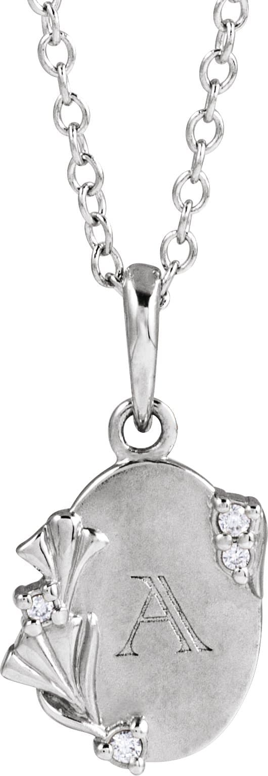Accented Engravable Floral Necklace or Pendant view 3