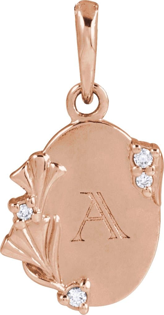 Accented Engravable Floral Necklace or Pendant view 3