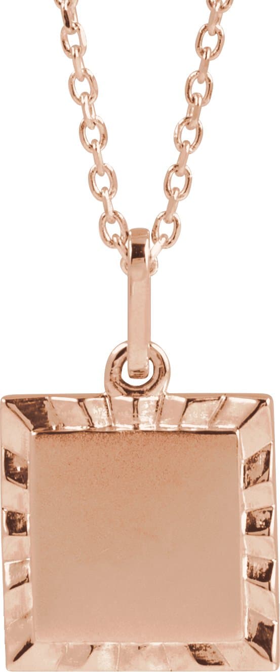 14K Rose Engravable Square 16-18 Necklace