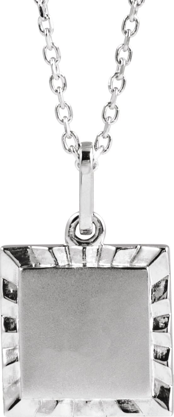 14K Rose Engravable Square 16-18 Necklace