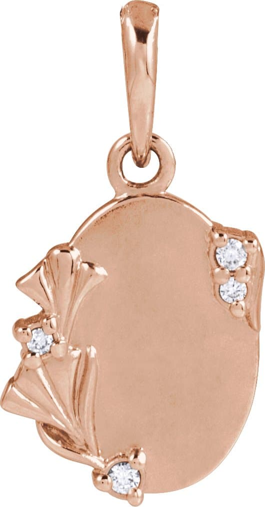 Accented Engravable Floral Necklace or Pendant view 1