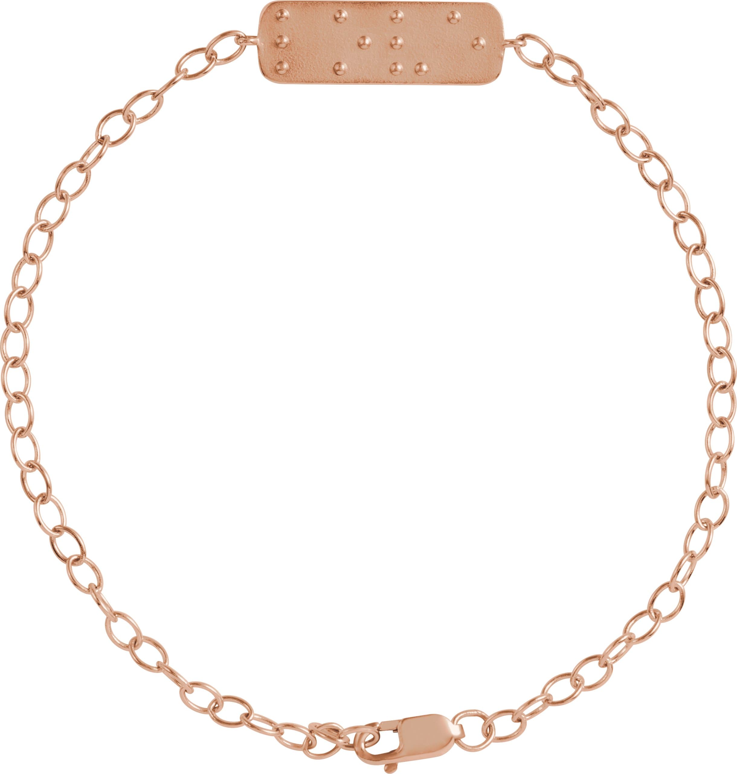 14K Rose Reversible Love Braille 7" Bracelet
