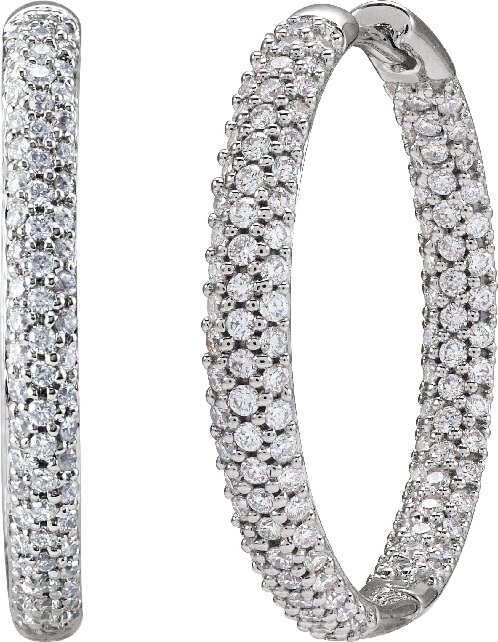 Pavé-Style Inside-Outside Hinged Hoop Earrings view 1