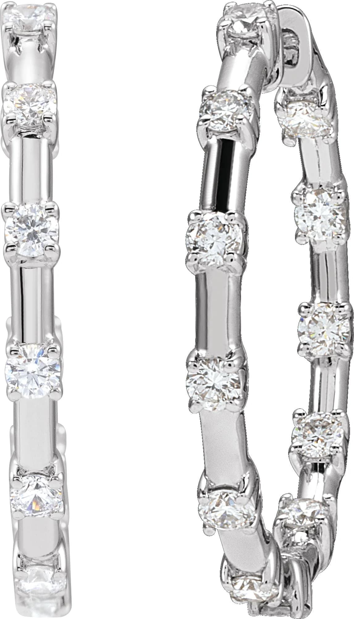 Lab-Grown Diamond Inside-Outside Hoop Earrings, view 3