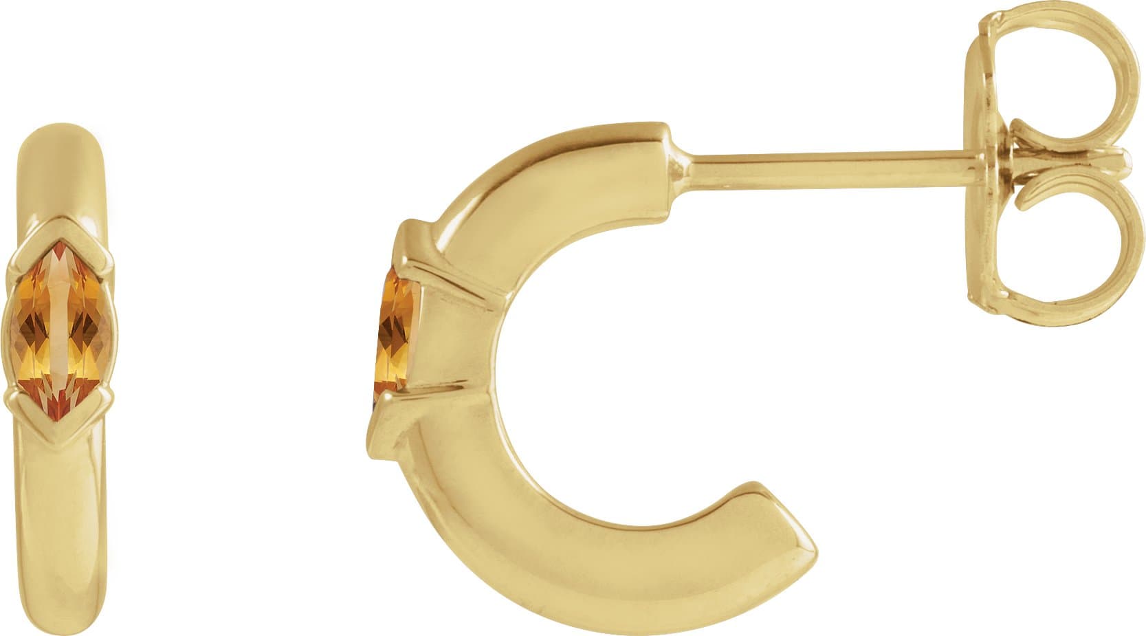 14K Rose Natural Citrine 10 mm Hoop Earrings