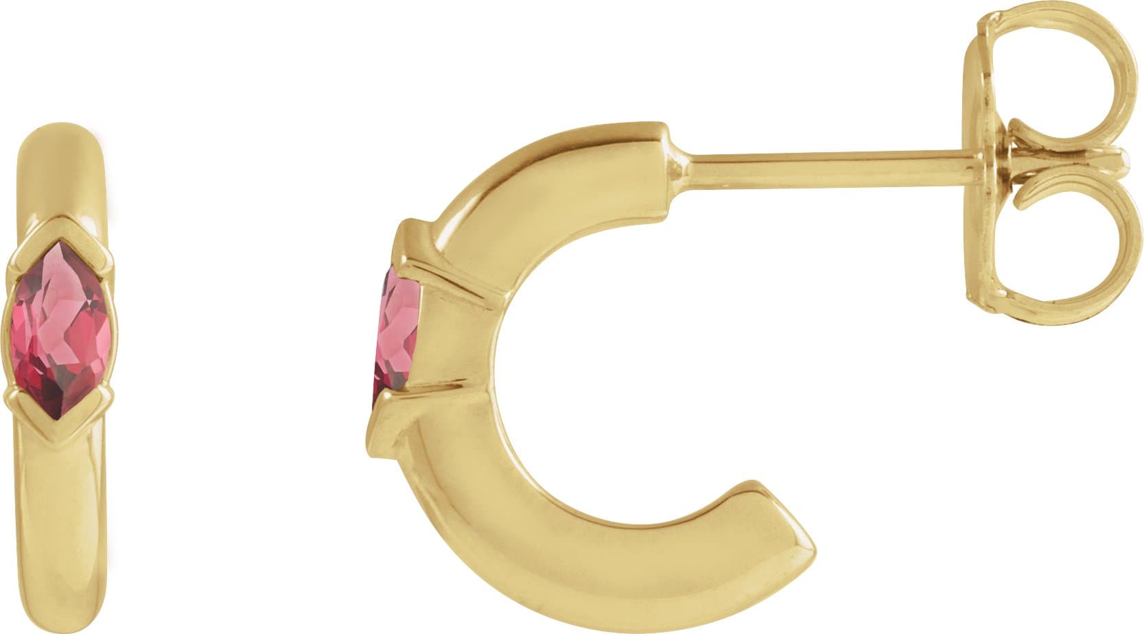 14K Rose Natural Citrine 10 mm Hoop Earrings