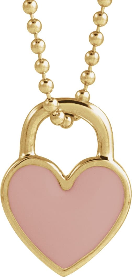 14K Rose Red Enamel Heart 18 Necklace