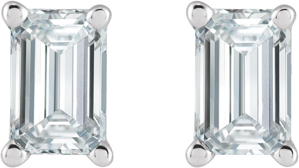 Emerald 4-Prong Stud Earrings view 2