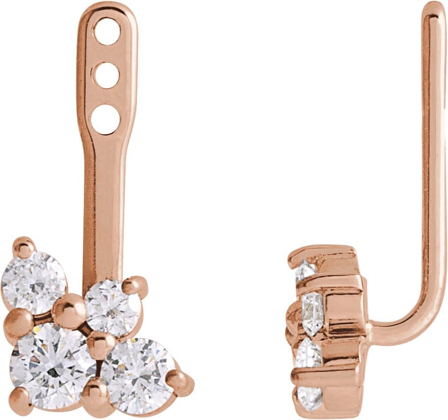 14K Rose 3/8 CTW Natural Diamond Earring Jackets