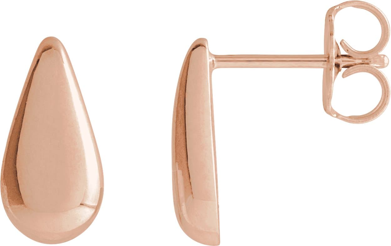 14K Rose Teardrop Stud Earrings