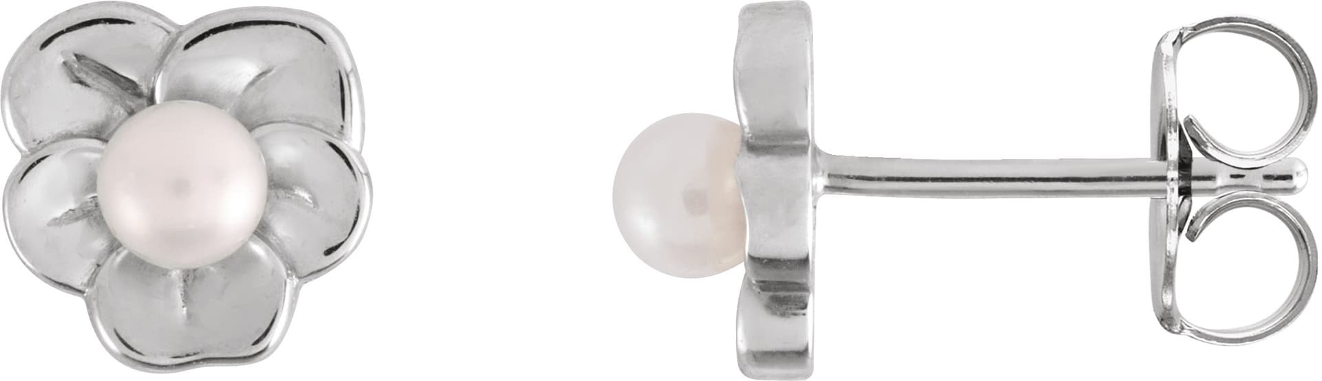 14K Rose Cultured Seed Pearl Floral Earrings