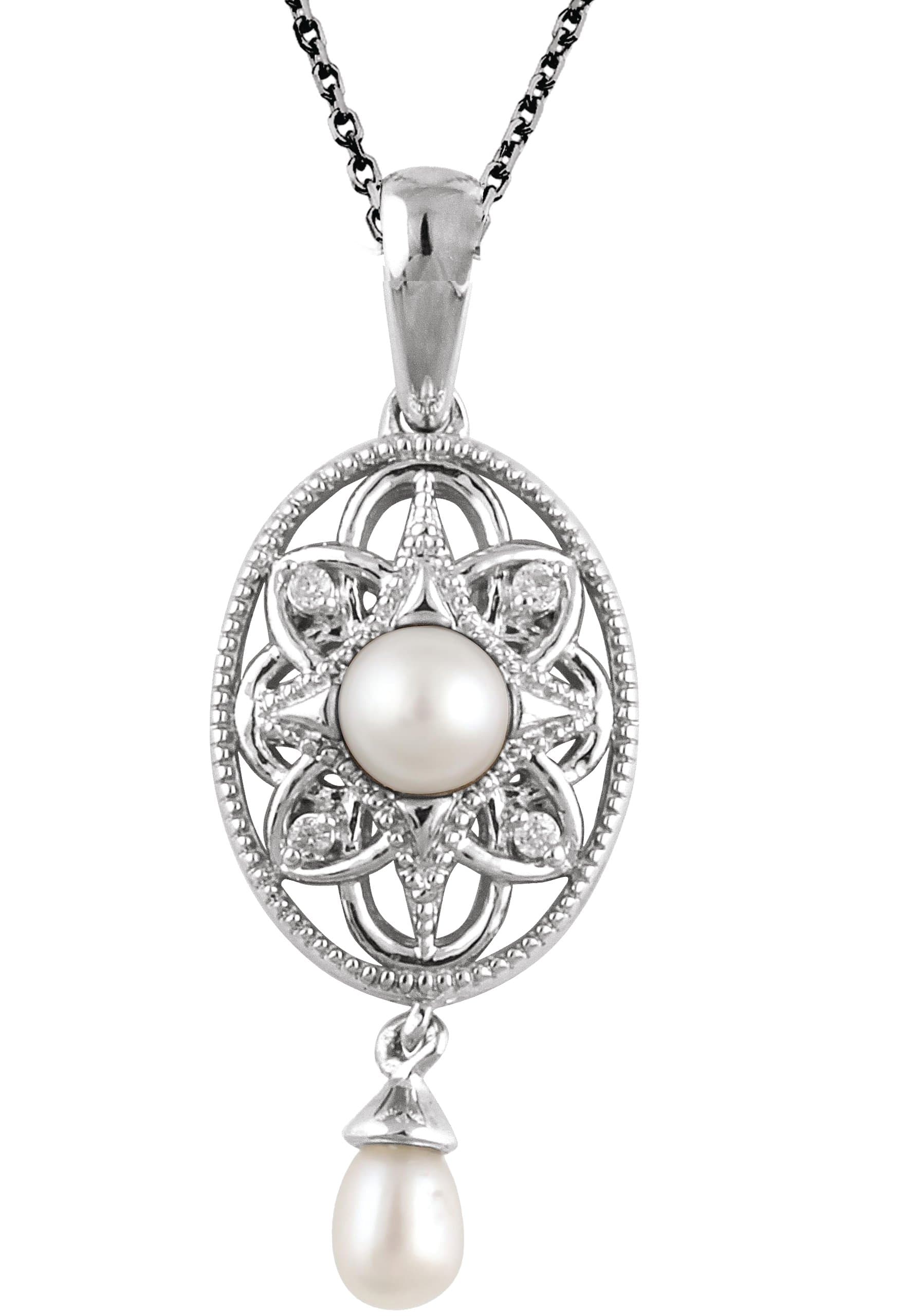 Sterling Silver Cultured White Freshwater Pearl & .025 CTW Natural Diamond 18 Necklace