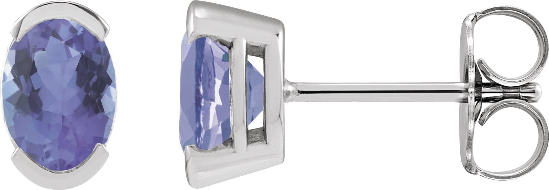 Half-Bezel Solitaire Stud Earrings view 1