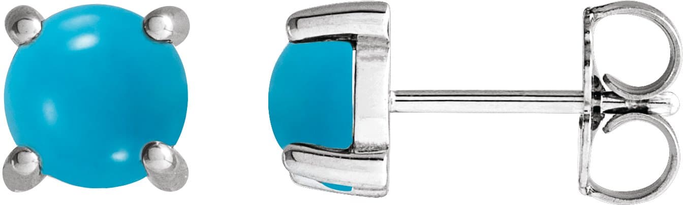 14K Rose 4 mm Natural Turquoise Earrings