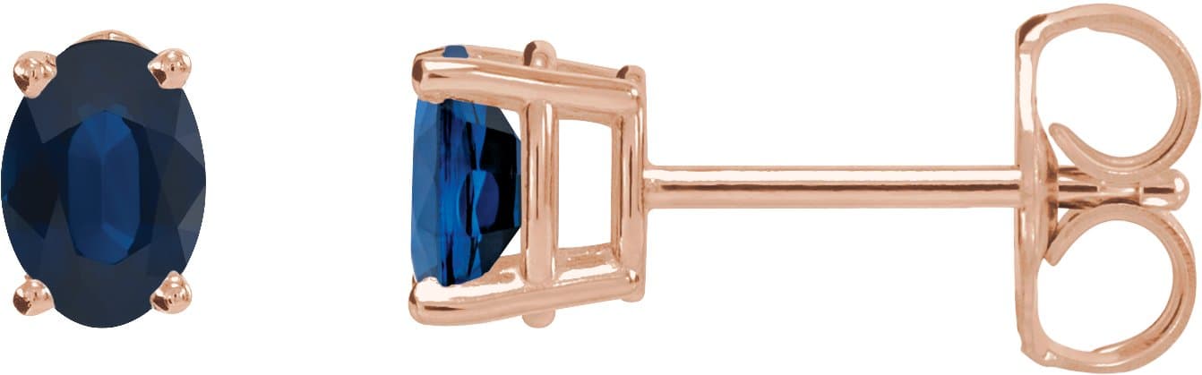 14K Rose Lab-Grown Blue Sapphire Earrings