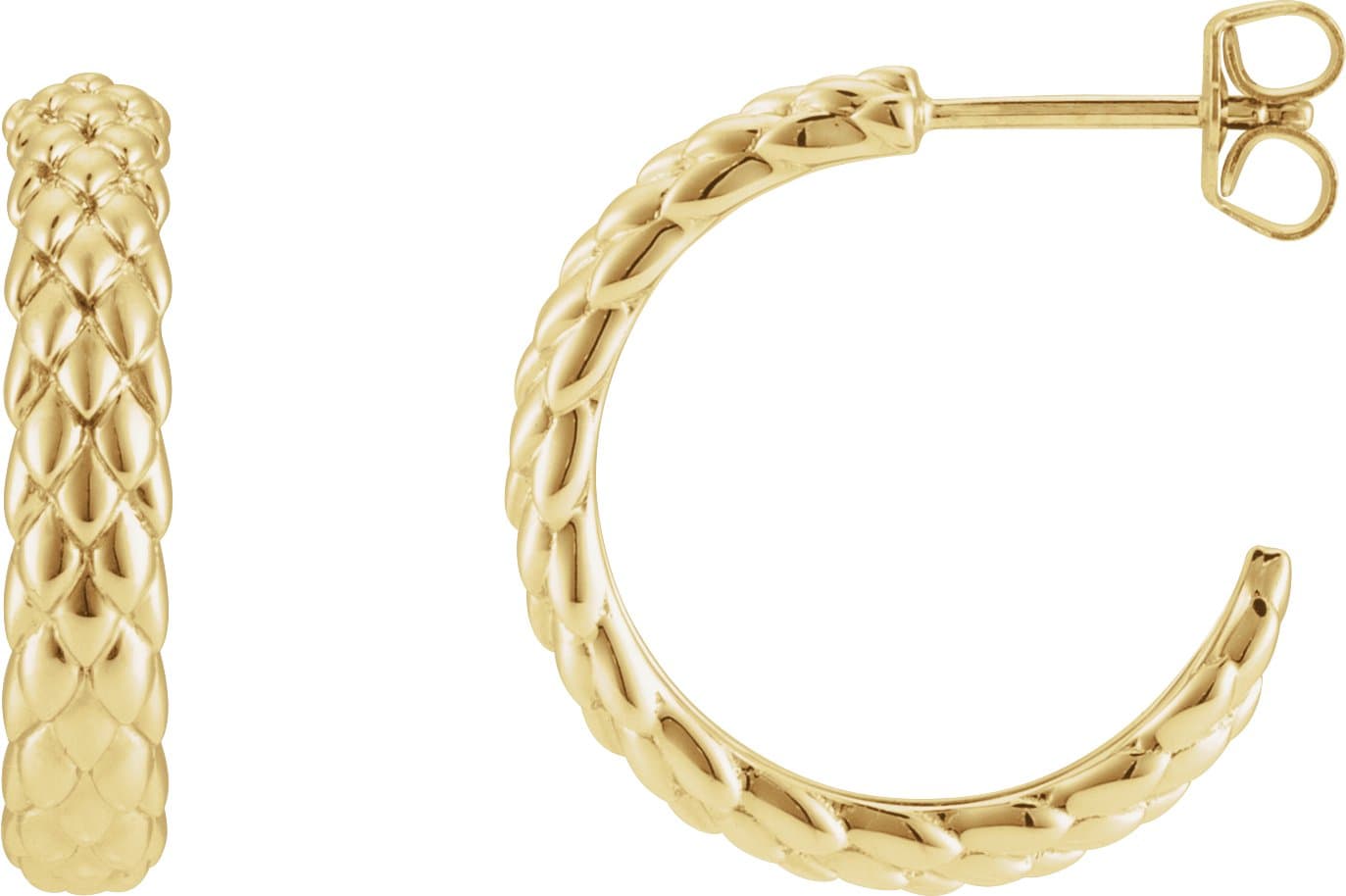 14K Rose 20.5 mm Scale Hoop Earrings