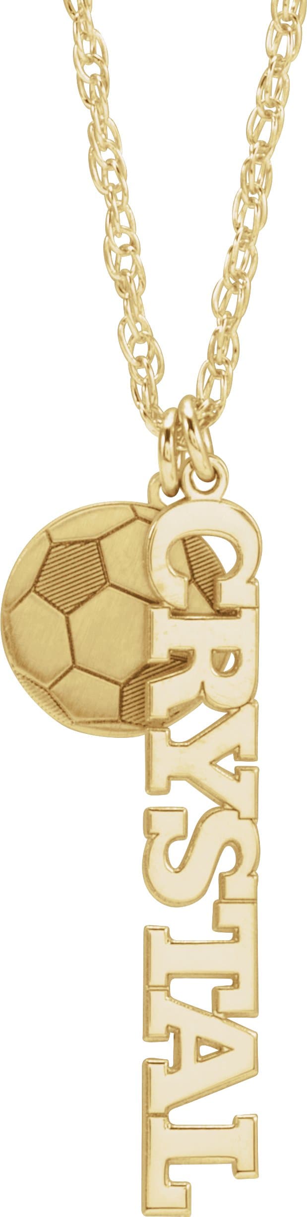 10K White Gold  Soccer Ball & Nameplate 16-18" Necklace