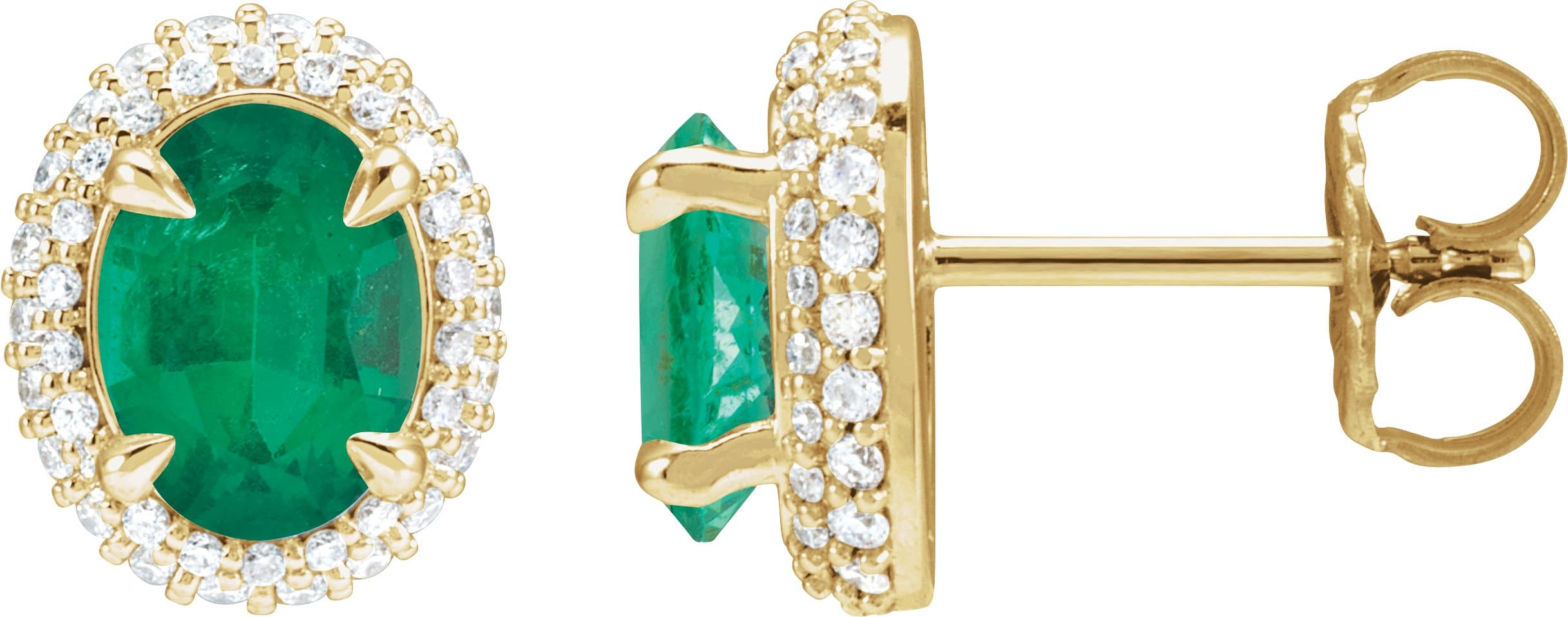 14K Rose Lab-Grown Blue Sapphire & 1/2 CTW Lab-Grown Diamond Double Halo-Style Earrings