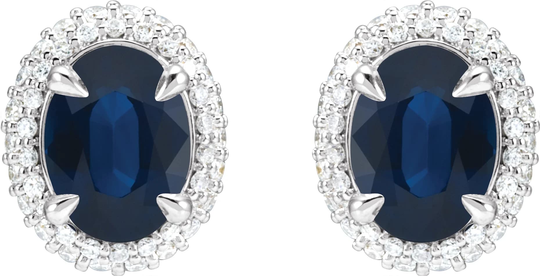 Oval 4-Claw Prong Pre-Notched Halo-Style Earrings, view 3