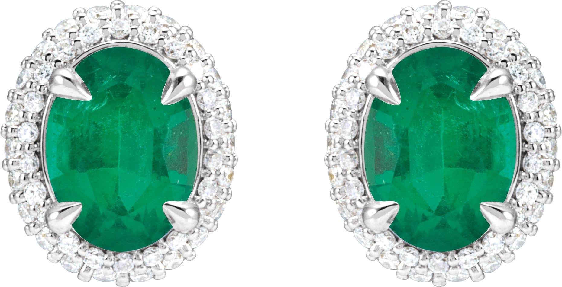 Oval 4-Claw Prong Pre-Notched Halo-Style Earrings view 2