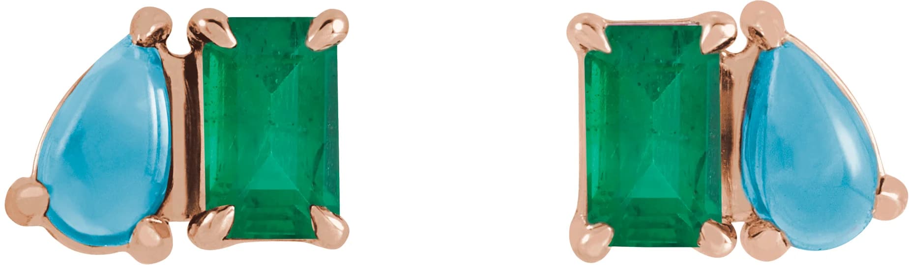 Two-Stone Stud Earring, view 3