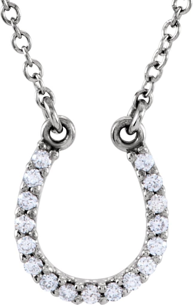 Platinum .07 CTW Natural Diamond Horseshoe 16 Necklace