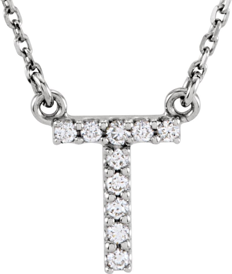 14K Rose .08 CTW Natural Diamond Initial L 16 Necklace