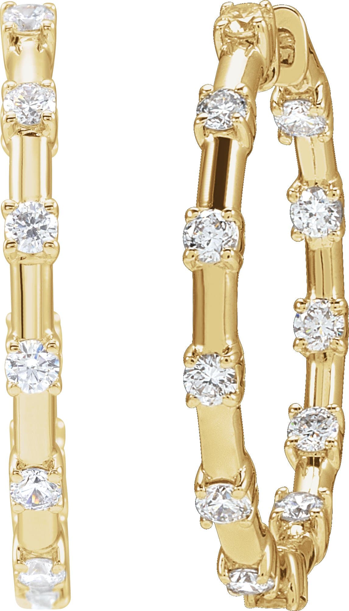 Lab-Grown Diamond Inside-Outside Hoop Earrings view 2