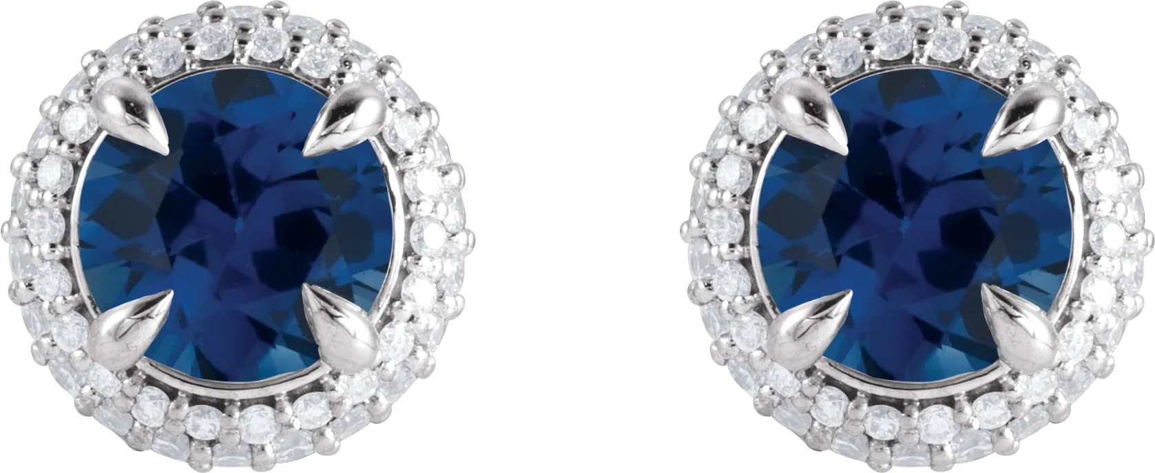 Round 4-Claw Prong Pre-Notched Halo-Style Earring, view 3