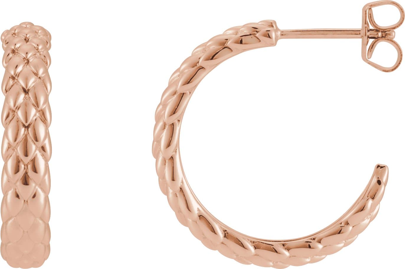 14K Rose 20.5 mm Scale Hoop Earrings