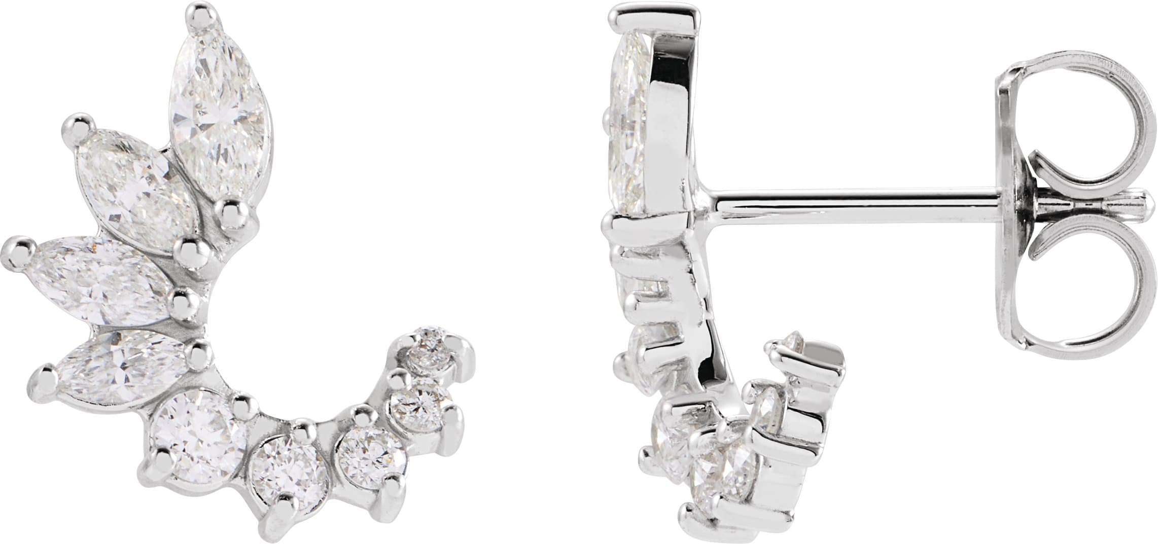 14K White 1/2 CTW Natural Diamond Front-Back Earrings