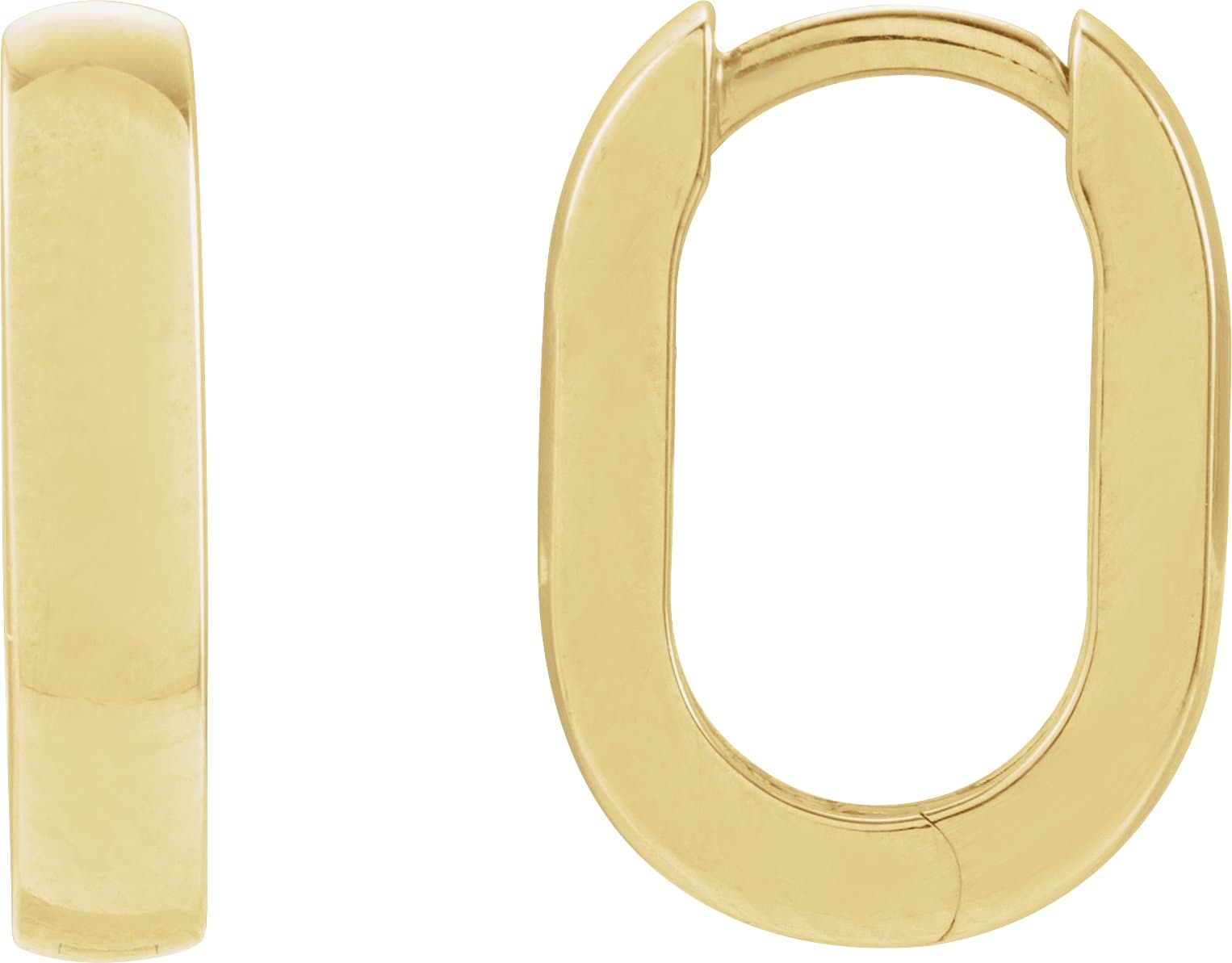 14K Rose Elongated Domed 14 mm Hoop Earring
