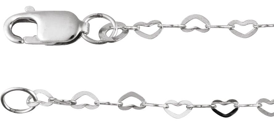14K Rose 1.9 mm Heart 7" Chain