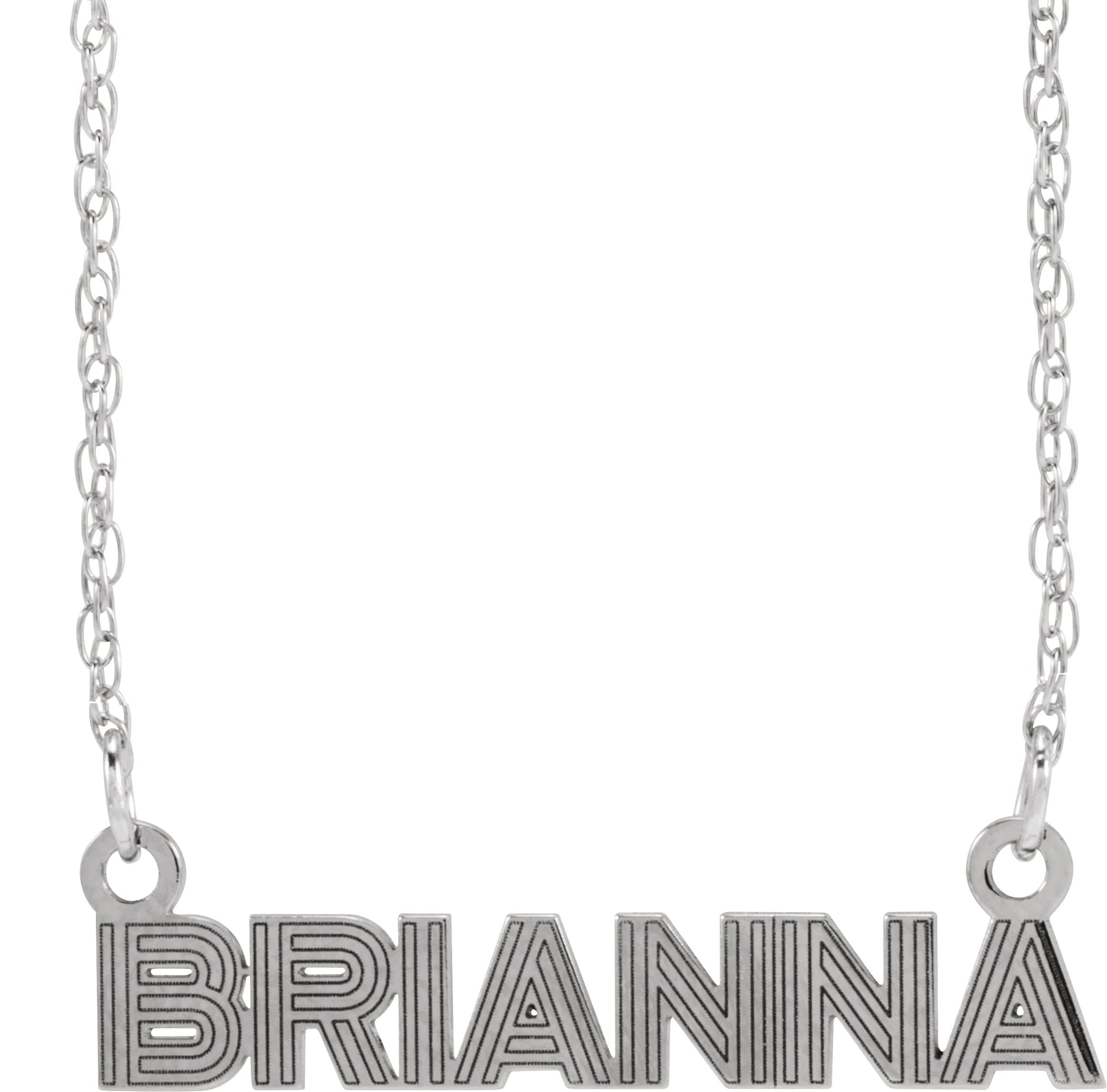 10K White Gold Textured Nameplate 16-18" Necklace