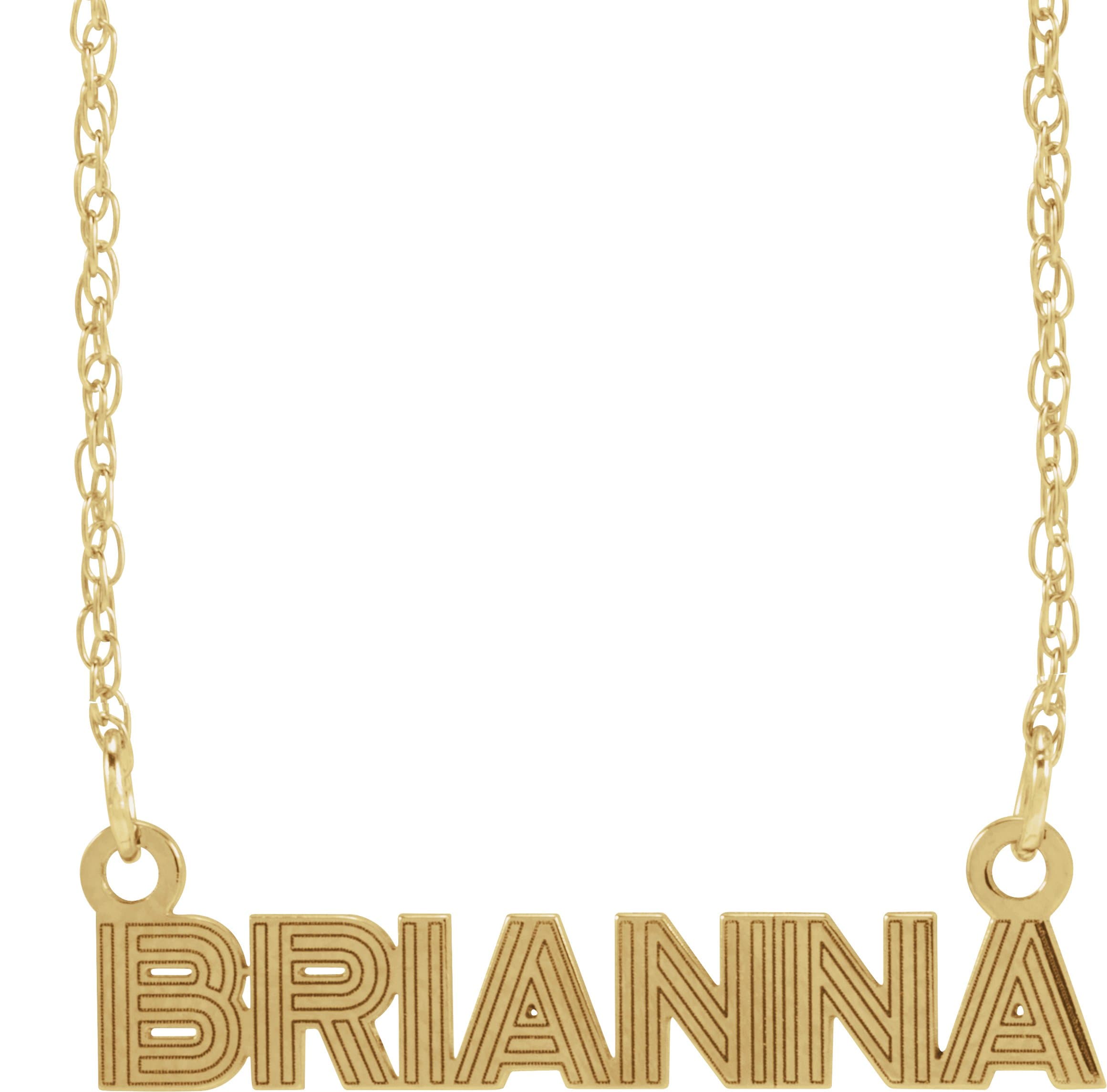 10K White Gold Textured Nameplate 16-18" Necklace