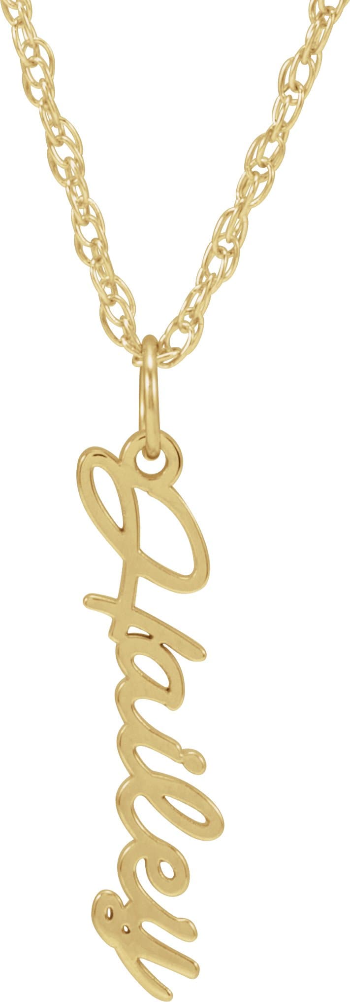 10K White Gold Script Nameplate 16-18" Necklace