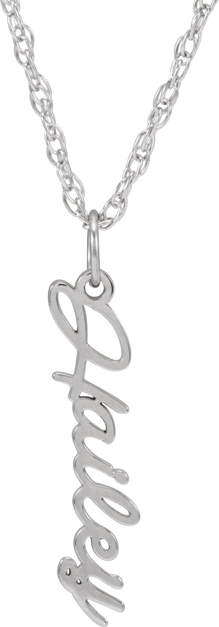 10K White Gold Script Nameplate 16-18" Necklace