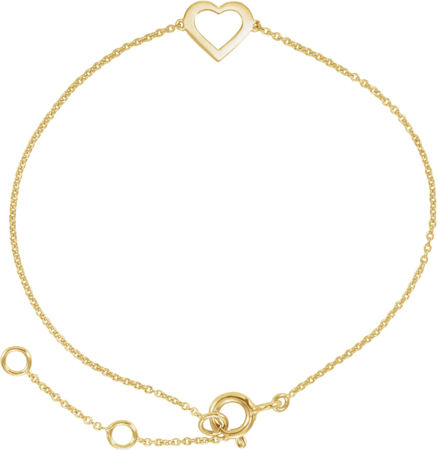 14K Yellow Heart 7" Bracelet