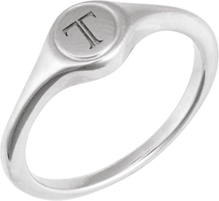 Engravable Round Signet Ring view 3
