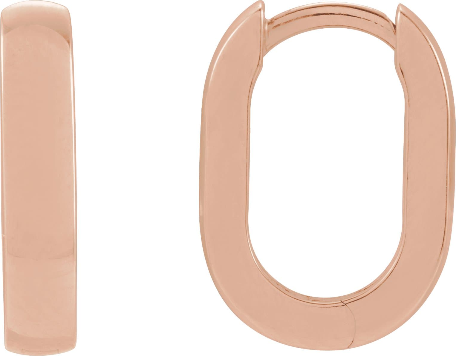 14K Rose Elongated Domed 14 mm Hoop Earring