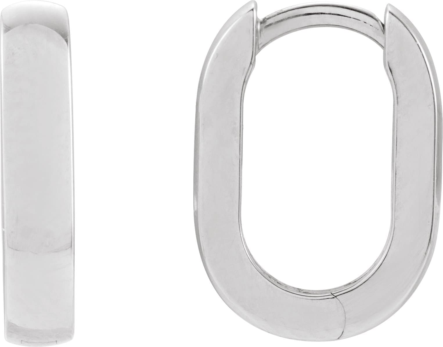 14K Rose Elongated Domed 14 mm Hoop Earring