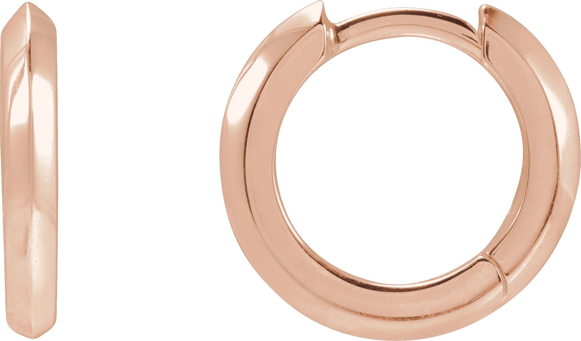 14K Rose Knife-Edge Hinge 10 mm Hoop Earrings