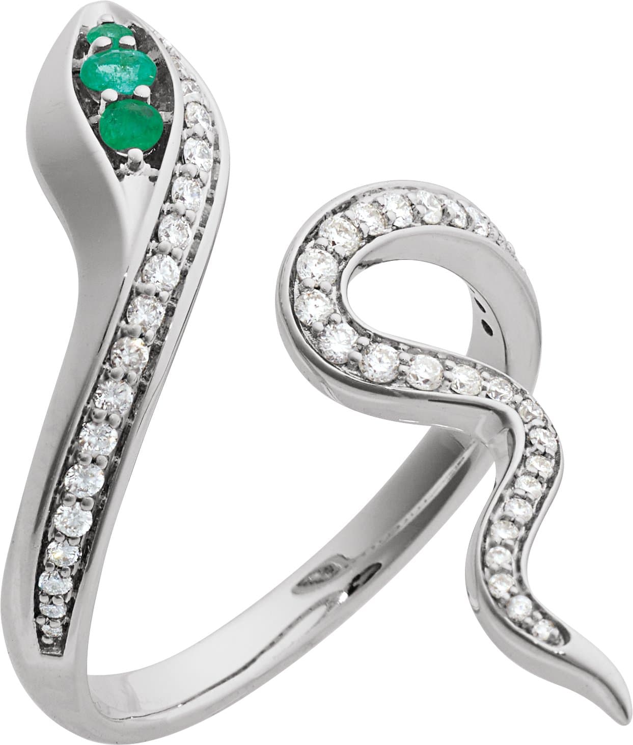 14K Rose Lab-Grown Emerald & 1/3 CTW Lab-Grown Diamond Snake Ring