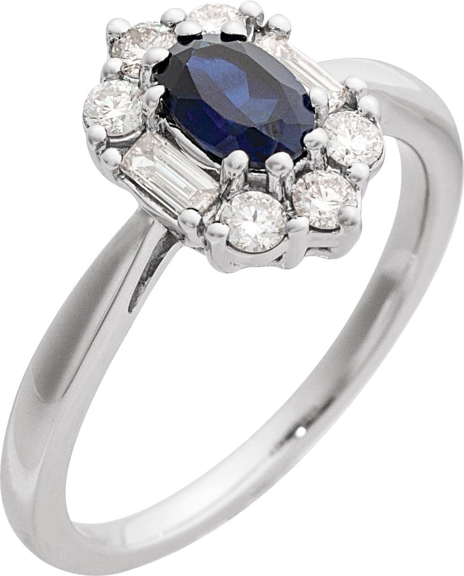 14K Rose Lab-Grown Blue Sapphire & 3/8 CTW Natural Diamond Ring