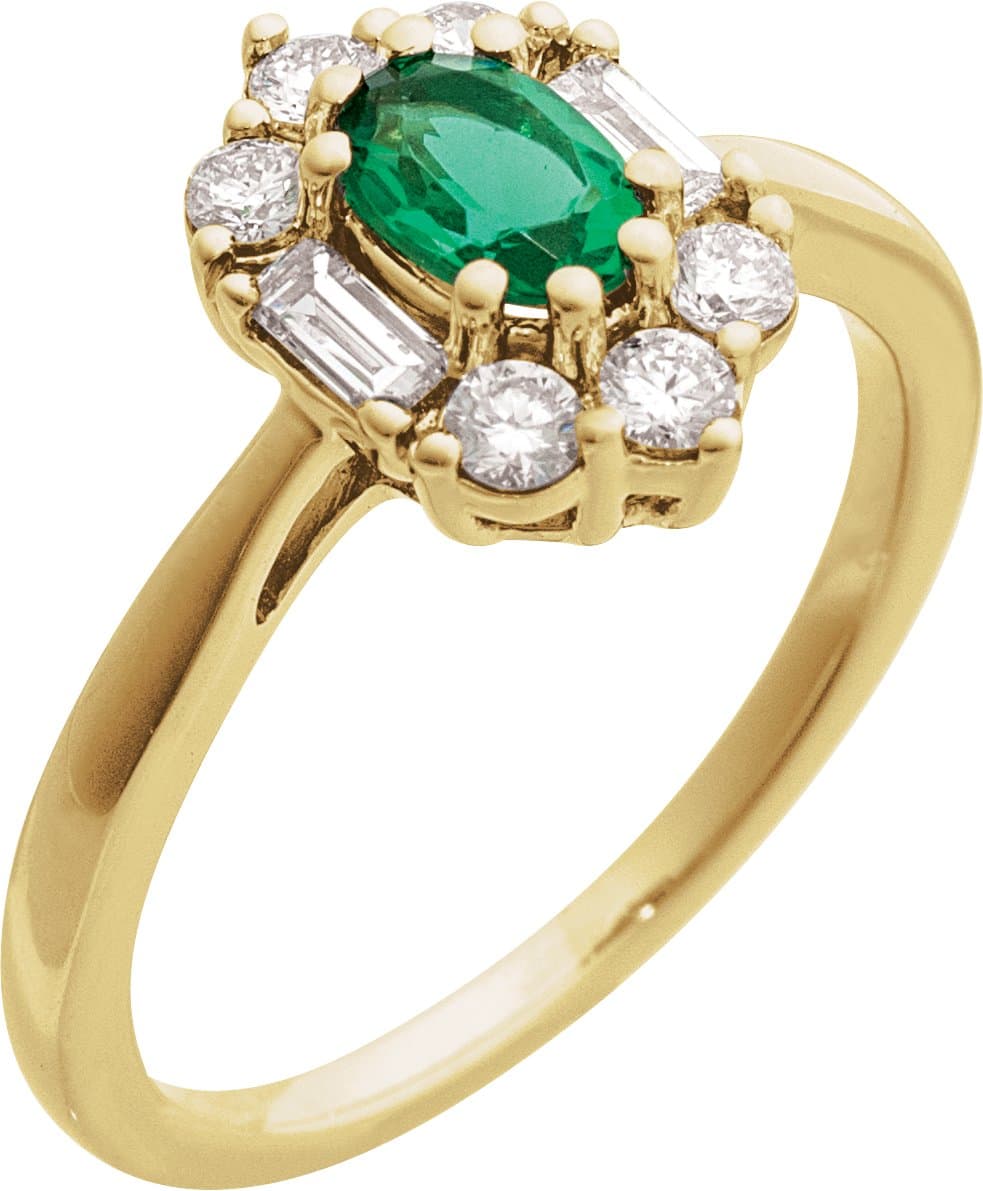 14K Rose Lab-Grown Blue Sapphire & 3/8 CTW Natural Diamond Ring