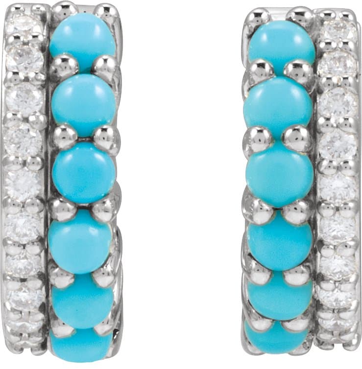 Accented Cabochon Hoop Earrings view 3